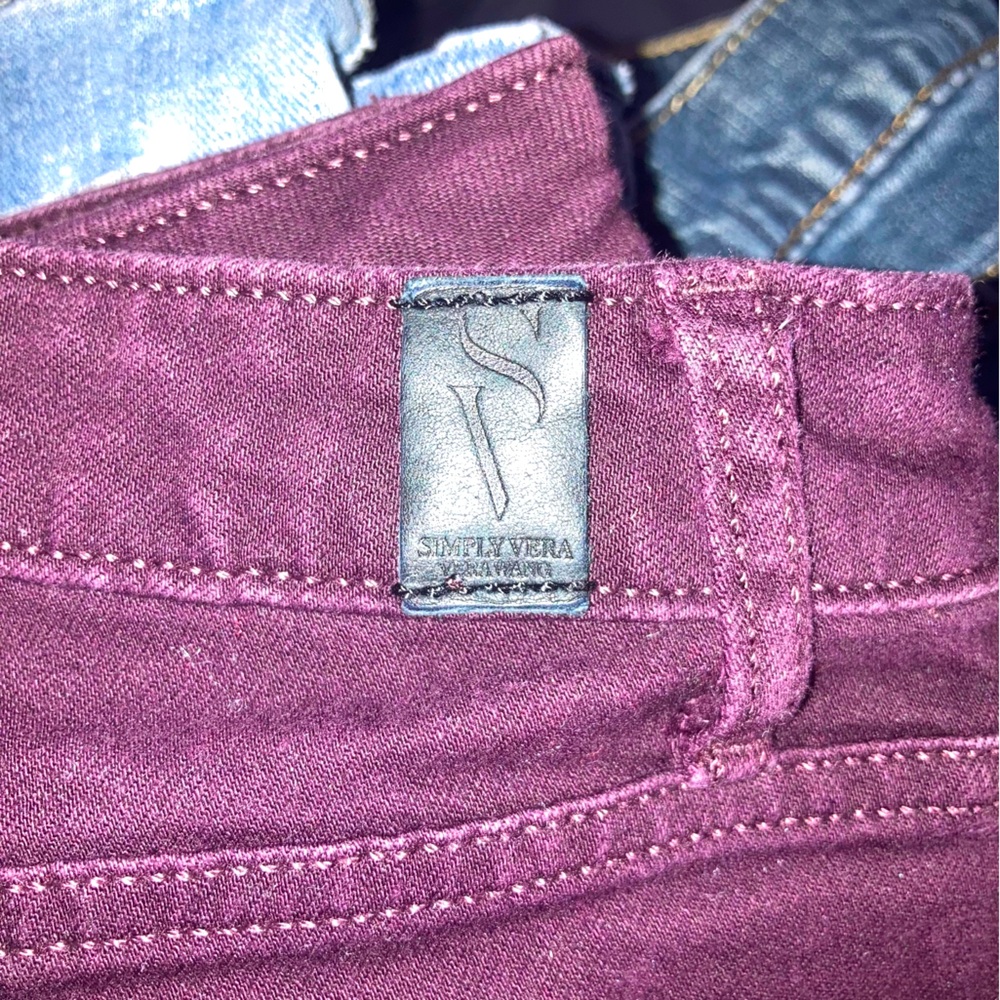 Simply Vera Skinny Jeans Size 10; maroon red